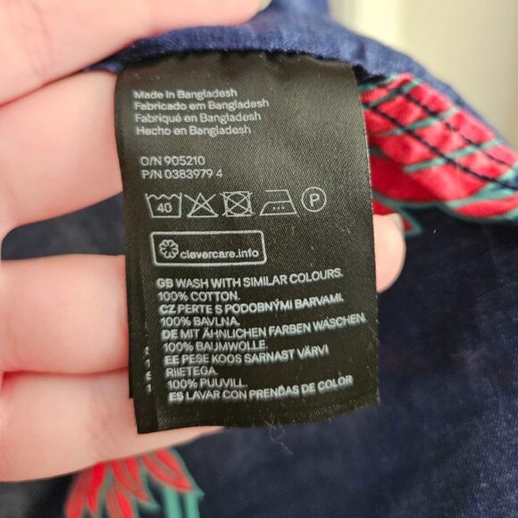 H&M L.O.G.G. Label of Graded Goods 100% Cotton Men's XL Navy Blue Hawaiian Shirt - Picture 6 of 8